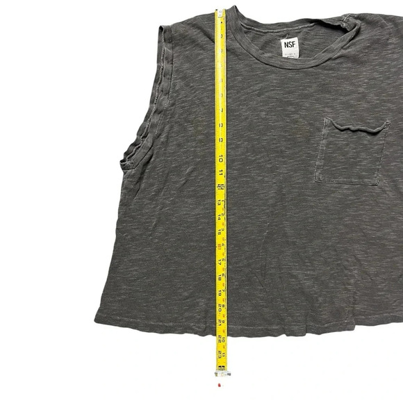 NSF Cutoff Sleeveless Tee With Pocket Distressed Gray Size Medium - Picture 6 of 6